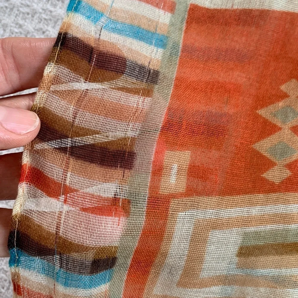 Southwestern print scarf brown, tan, orange, turquoise